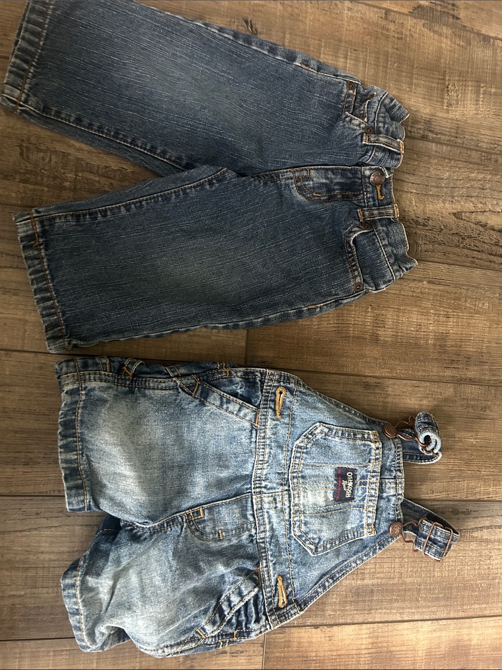 Children's Blue Denim Overalls and Jeans Set - Unbranded